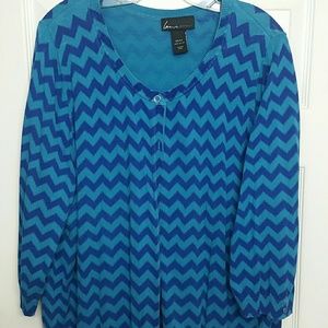 Lane Bryant blue and teal chevron sweater
